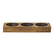 3 Hole Rustic Wooden Cheese Mold Candle Holder, Pecan