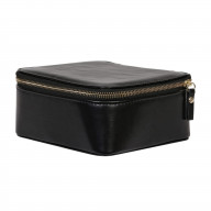 Mele & Co. Midnight Matte Black 7.25 x 6.5 x 3.5 Vegan Leather Travel Jewelry Case, Bento Box