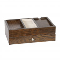 Grained Oak Brown Finish 11 x 7.5 x 3.5 Composite Wood Men's Valet Box, Rex