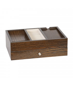 Grained Oak Brown Finish 11 x 7.5 x 3.5 Composite Wood Men's Valet Box, Rex