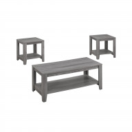 Table Set, 3Pcs Set, Coffee, End, Side, Accent, Living Room, Laminate, Grey, Transitional