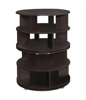 Furinno Revolving 4 Tier Shoe Storage Rack Carousel Organizer, Chocolate Wood, Contemporary
