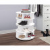 Furinno Revolving 4 Tier Shoe Storage Rack Carousel Organizer, White Wood, Contemporary