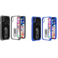 K3 Kickstand Clear Hybrid CASE for iPhone X - Grey and Blue