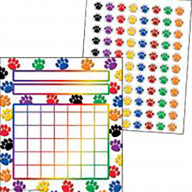 Teacher Created Resources Colorful Incentive Charts with Mini Stickers, Paw Prints, 5-1/4 x 6 inches