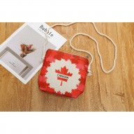 Canadian Canada Flag Maple Leaf Cross Body Canvas Mini Bag with Adjustable Rope Strap & Back Cell Phone Pocket for Women & Girls Unisex(HG098)