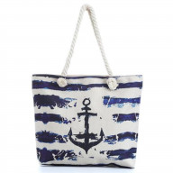 Blue Ocean Anchor Nautical Canvas Shoulder Tote Beach Summer Bag Women Girls Purse With Interior Pocket, Zipper Closure Animal Print(HG146)