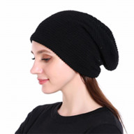 MEMORIES Slouchy Fall Winter Knitting Beanie HAT with Fleece Inside for Women Men(HT151-3-01) Black