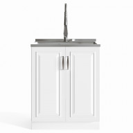 Darwin Contemporary 28 inch Deluxe Laundry Cabinet with Pull-out Faucet and Stainless Steel Sink
