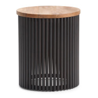 Demy Metal/Wood Accent Table in Natural and Black
