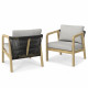 Palmetto Outdoor Conversation Chair (Set of 2) in Stone Grey/Light Teak
