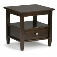 Warm Shaker Solid Wood End Table in Tobacco Brown