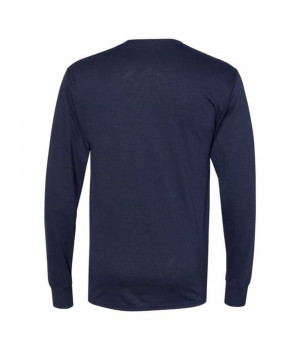 Hanes Workwear Long Sleeve Pocket T-Shirt - Navy, M
