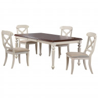 Sunset Trading Andrews 5 Piece Butterfly Leaf Dining Set | Antique White and Chestnut Brown