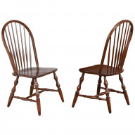 Sunset Trading Andrews Windsor Spindleback Dining Chair | Chestnut Brown | Set of 2