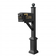 Westhaven System With Lewiston Mailbox, (3 Cast Plates) Square Base & Large Ball Finial In (Black)