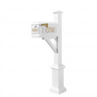 Westhaven System With Lewiston Mailbox, (3 Cast Plates) Square Base & Pyramid Finial In (White)