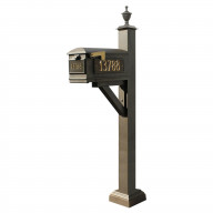 Westhaven System With Lewiston Mailbox, (3 Cast Plates) Square Collar & Urn Finial In (Bronze)