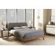 Baxton Studio Penelope Mid-Century Modern Solid Walnut Wood Grey Fabric Upholstered Full Size Platform Bed