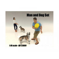 Man and Dog 2 Piece Figure Set For 1:18 Scale Models by American Diorama