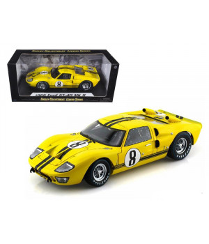 1966 Ford GT-40 MK 2 Yellow #8 1/18 Diecast Car Model by Shelby Collectibles