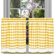 Buffalo Check Window Curtain Tier Pair - 58x36 - Yellow