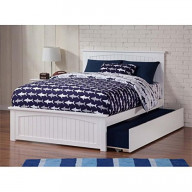 Nantucket Full Platform Bed with Matching Foot Board with Twin Size Urban Trundle Bed in White