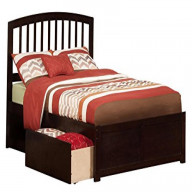Richmond Full Platform Bed with Flat Panel Foot Board and 2 Urban Bed Drawers in Espresso