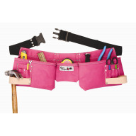 9 Pocket Suede Leather Women's Pink Tool Bag Belt / Tool Apron