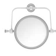 Retro Dot Collection Wall Mounted Swivel Make-Up Mirror 8 Inch Diameter with 2X Magnification - RDM-4/2X-WHM