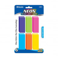BAZIC Neon Bevel Eraser (6/Pack)