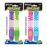 BAZIC Dot.ted Retractable Stick Erasers (2/Pack)