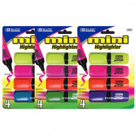 BAZIC Mini Desk Style Fluorescent Highlighters (4/Pack)