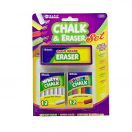 BAZIC 12 Color & 12 White Chalk w/ Eraser Set