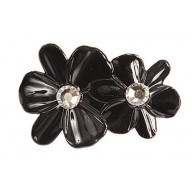 Caravan Double Crystal Stoned French Automatic Barrette, Black, .65 Ounce