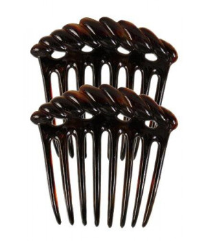 Caravan French 9 Tooth Rope Design Back Comb Tortoise Shell Pair, .65 Ounce