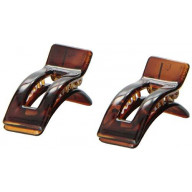 Caravan Small Single Prong Salon Clips With Square Opening In Tortoise Shell Crock Pairs