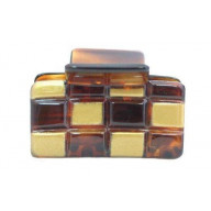 Caravan Gold Painting On Tortoise Shell Makes Up This Checker Board Hair Claw