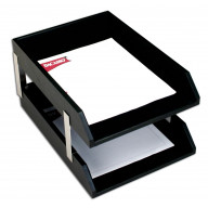a1022-classic-black-leather-double-letter-trays-with-silver-posts