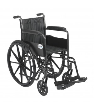 Silver Sport 2 Wheelchair, Non Removable Fixed Arms, Swing away Footrests, 18
