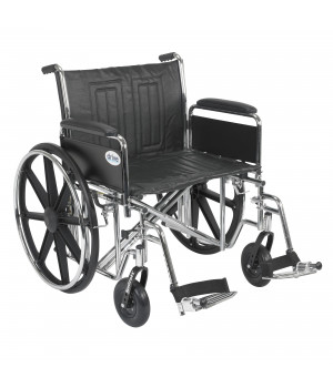 Sentra EC Heavy Duty Wheelchair, Detachable Full Arms, Swing away Footrests, 24