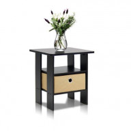 Furinno Andrey End Table Nightstand with Bin Drawer