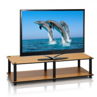 Furinno 11175LC(BK)/BK Just No Tools Wide TV Stand, Light Cherry w/Black Tube