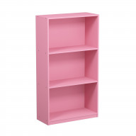 Furinno Basic 3-Tier Bookcase Storage Shelves, Pink, 99736PI
