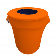 LA Linen Stretch Spandex Trash Can cover 32-Gallon Round,Orange