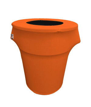 LA Linen Stretch Spandex Trash Can cover 44-Gallon Round,Orange