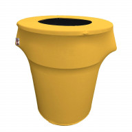 LA Linen Stretch Spandex Trash Can cover 55-Gallon Round,Yellow