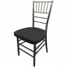 LA Linen Pack-4 Spandex Chiavari Chair Cushion Cover,Black