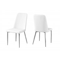 Dining Chair, Set Of 2, Side, Upholstered, Kitchen, Dining Room, Pu Leather Look, Metal, White, Chrome, Contemporary, Modern