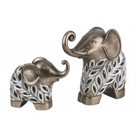 2-Piece Polyresin Decorative Elephants Figurine 